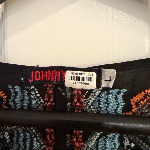 Johnny Was Black Embroidered Boho Tunic Top Long Sleeve Size L - Picture 4 of 9